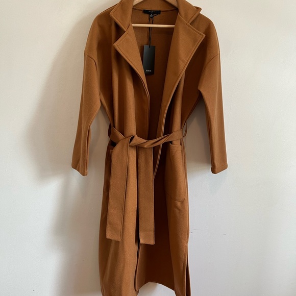 NWT long belted coat lightweight - Picture 7 of 8